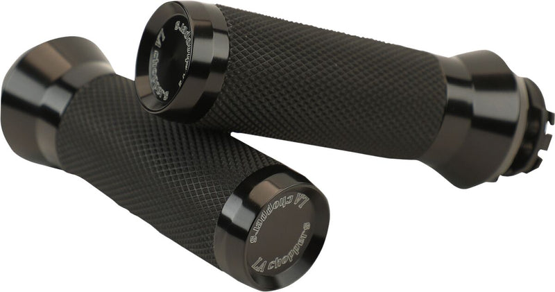 LA Choppers Grips Black Cable Closed End Aluminium Rubber Pair