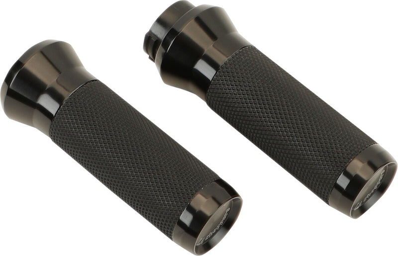 LA Choppers Grips Black Cable Closed End Aluminium Rubber Pair