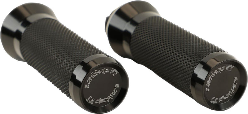 LA Choppers Grips Black Cable Closed End Aluminium Rubber Pair