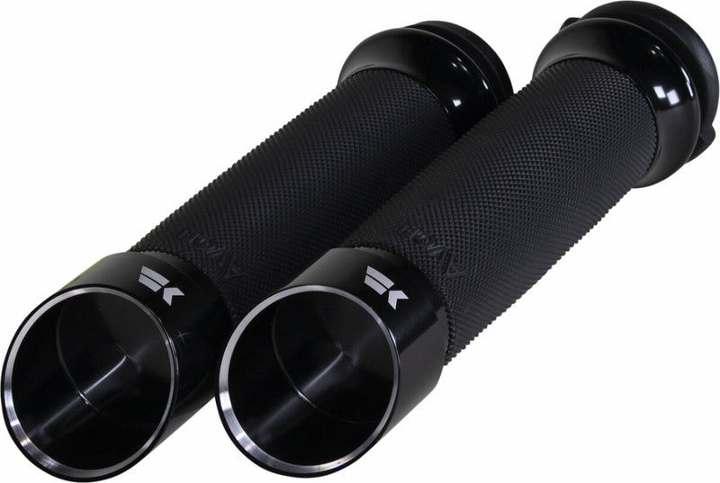 Khrome Werks Black Edge Tipped Custom Contour Grips for Various Various Harley-Davidson Motorcycles (See Fitment List)