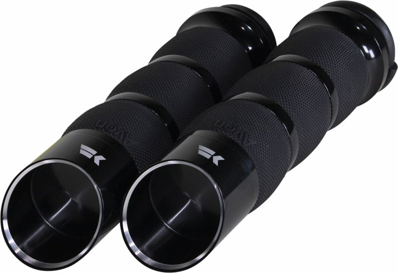 Khrome Werks Black Edge Tipped Air-Cushion Grips for Various Various Harley-Davidson Motorcycles (See Fitment List)