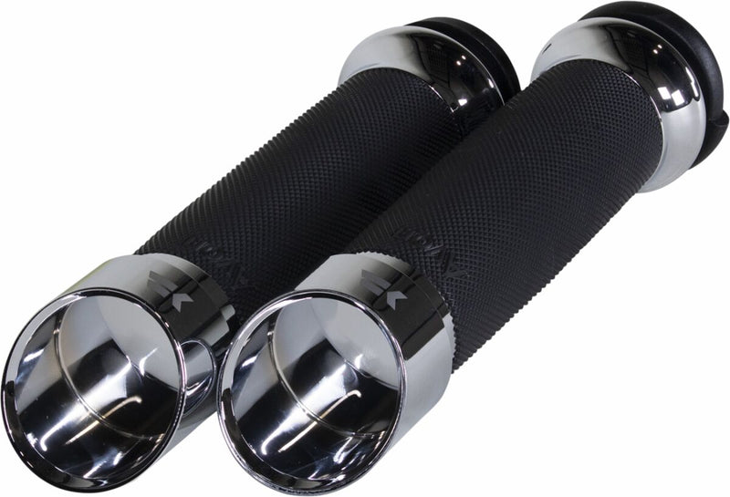 Khrome Werks Chrome Edge Tipped Custom Contour Grips for Various Various Harley-Davidson Motorcycles (See Fitment List)