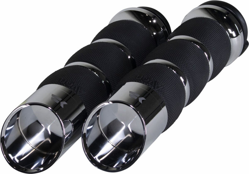 Khrome Werks Chrome Edge Tipped Air-Cushion Grips for Various Various Harley-Davidson Motorcycles (See Fitment List)