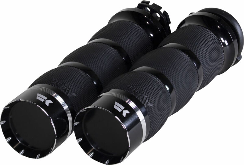Khrome Werks Black Tracer Tipped Air-Cushion Grips for Various Various Harley-Davidson Motorcycles (See Fitment List)