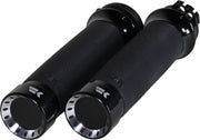 Khrome Werks Black Turbine Tipped Custom Contour Grips for Various Various Harley-Davidson Motorcycles (See Fitment List)