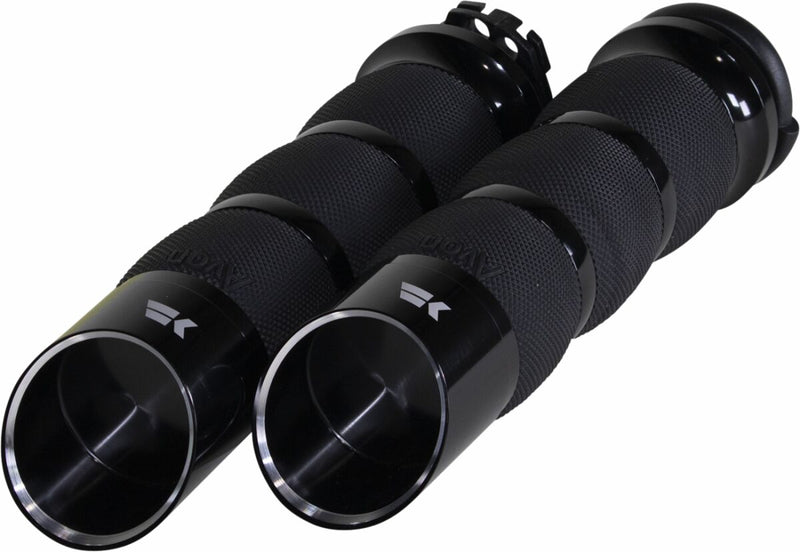 Khrome Werks Black Edge Tipped Air-Cushion Grips for Various Various Harley-Davidson Motorcycles (See Fitment List)