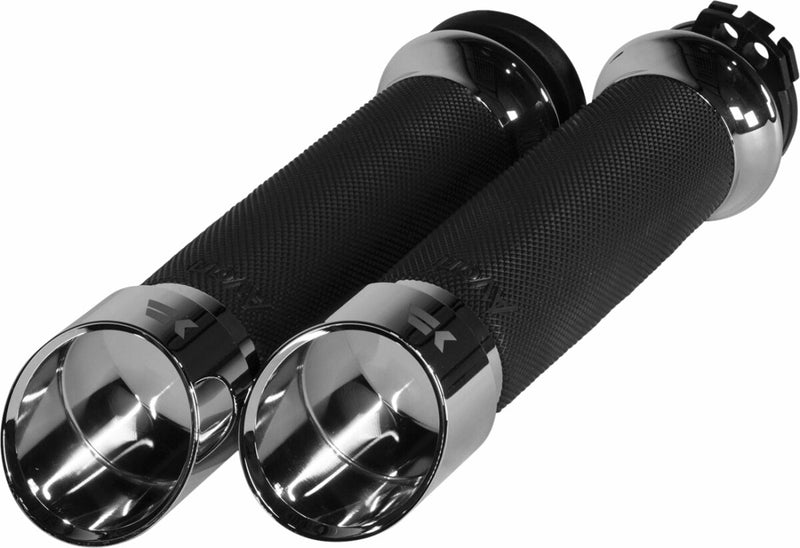 Khrome Werks Chrome Edge Tipped Custom Contour Grips for Various Various Harley-Davidson Motorcycles (See Fitment List)