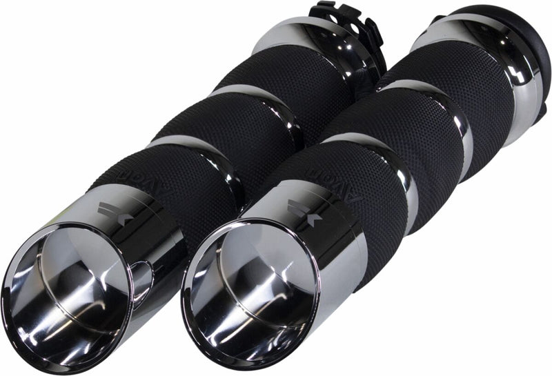 Khrome Werks Chrome Edge Tipped Air-Cushion Grips for Various Various Harley-Davidson Motorcycles (See Fitment List)