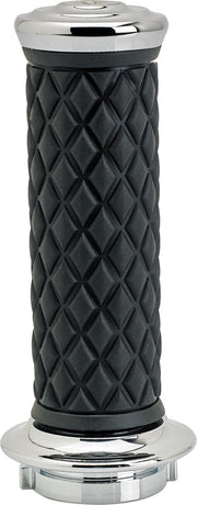 Biltwell Alumicore Grips Black Chrome Silver Closed End Flange 6061-T6 Aluminium Thermoplastic Rubber (TPR) Set