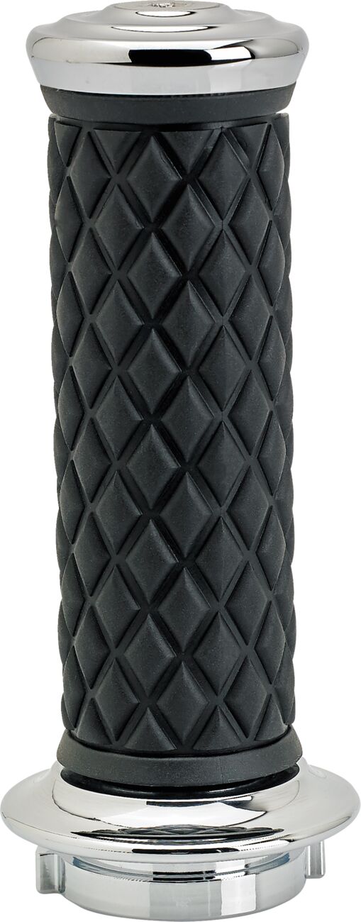 Biltwell Alumicore Grips Black Chrome Silver Closed End Flange 6061-T6 Aluminium Thermoplastic Rubber (TPR) Set