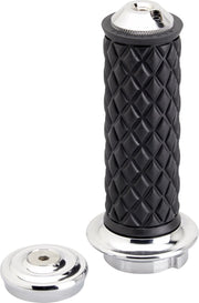 Biltwell Alumicore Grips Black Chrome Silver Closed End Flange 6061-T6 Aluminium Thermoplastic Rubber (TPR) Set