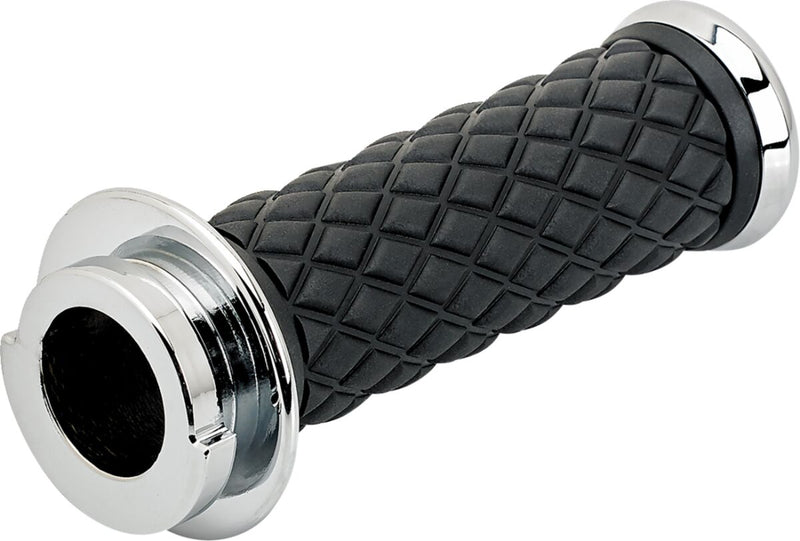 Biltwell Alumicore Grips Black Chrome Silver Closed End Flange 6061-T6 Aluminium Thermoplastic Rubber (TPR) Set