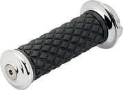 Biltwell Alumicore Grips Black Chrome Silver Closed End Flange 6061-T6 Aluminium Thermoplastic Rubber (TPR) Set