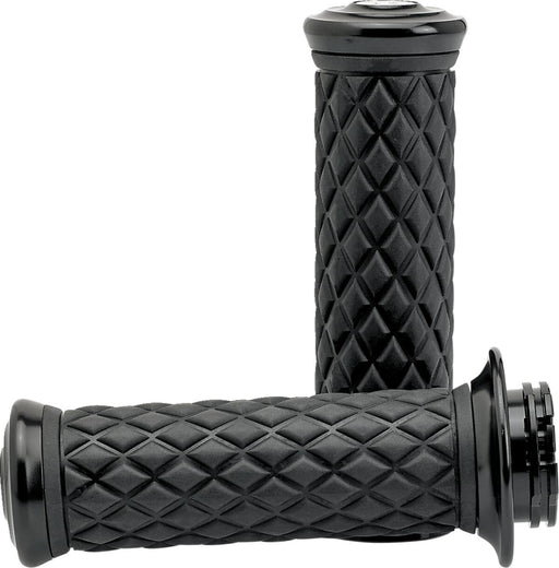 Biltwell Alumicore Grips Black Polished Closed End Flange 6061-T6 Aluminium Thermoplastic Rubber (TPR) Set