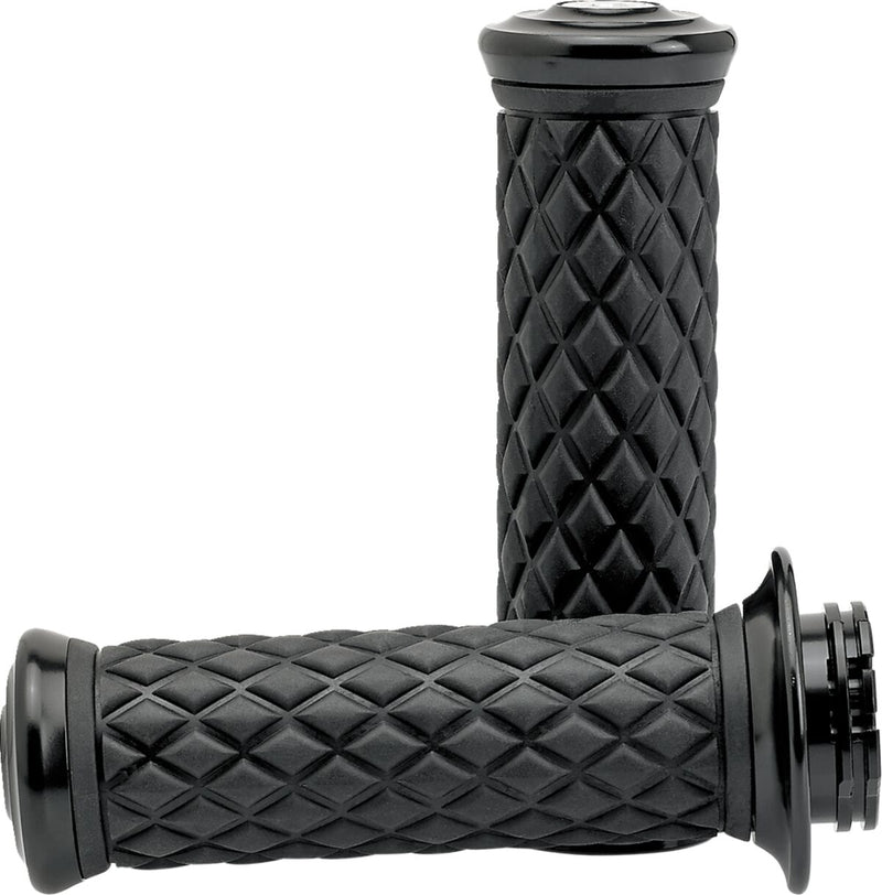 Biltwell Alumicore Grips Black Polished Closed End Flange 6061-T6 Aluminium Thermoplastic Rubber (TPR) Set