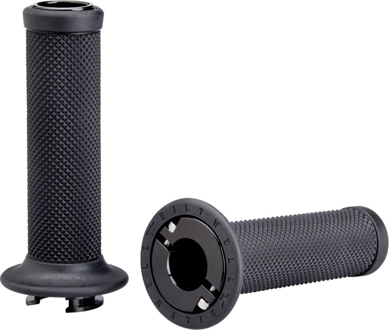 Biltwell Alumicore Grips Black Polished Closed End Flange 6061-T6 Aluminium Thermoplastic Rubber (TPR) Set