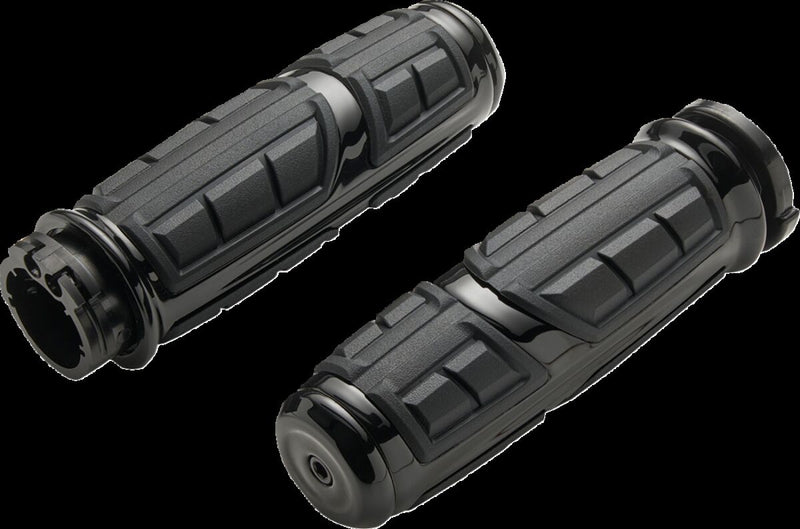 Ciro Chicane™ Grips for 1984-2022 Harley-Davidson Black Gloss Cable Closed End Aluminium Rubber Pair