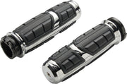 Ciro Chicane™ Grips for 2023-2026 Harley-Davidson Chrome Silver Closed End No Flange Aluminium Rubber Pair
