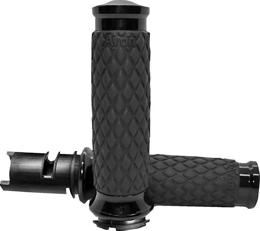 Avon Grips Diamond Contour Grips for 2023-2026 Harley-Davidson Custom Contour Anodised Black Closed End Diamond Knurled Aluminium Rubber Pair