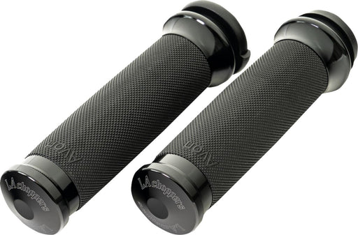 LA Choppers County Line Grips for 2007-2024 Harley-Davidson Anodised Black Closed End Throttle-By-Wire Billet Aluminium Pair