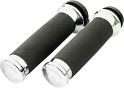 LA Choppers County Line Grips for 2007-2024 Harley-Davidson Chrome Silver Closed End Throttle-By-Wire Billet Aluminium Pair