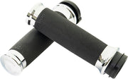 LA Choppers County Line Grips for 2007-2024 Harley-Davidson Chrome Silver Closed End Throttle-By-Wire Billet Aluminium Pair #LA-7493-00