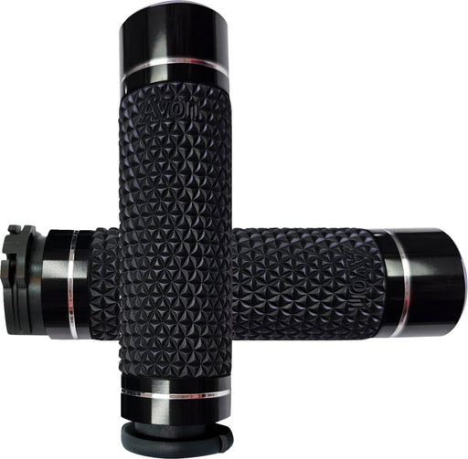 Avon Grips K25 Grips for 1983-2022 Harley-Davidson Anodised Black Cable Closed End Billet Aluminium Kraton™ Rubber Pair
