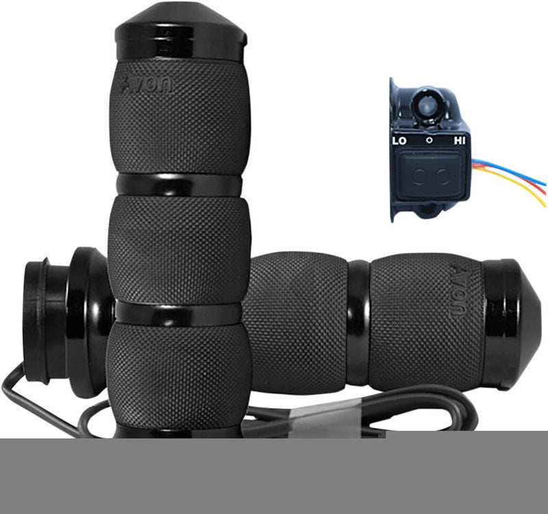 Avon Heated Aircushion Black Anodised Grips For HD TBW (E Throttle) Models With 1 inch Bars