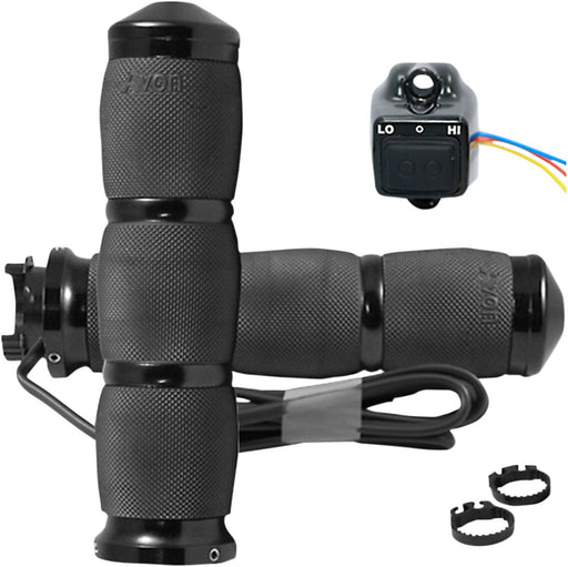 Avon Grips Heated Grips Air Cushion Anodised Black 3-Ring Aluminium Kraton™ Rubber Pair