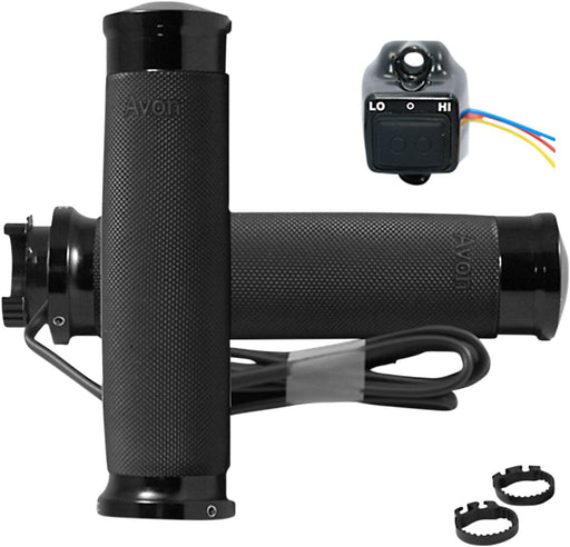 Avon Grips Heated Grips Custom Contour Anodised Black Standard Aluminium Kraton™ Rubber Pair