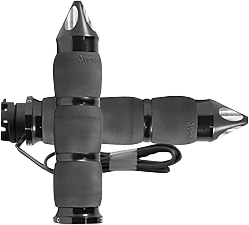 Avon Spike Heated Aircushion Black/Silver Anodised Grips For Indian 2015-2022 Scout Models