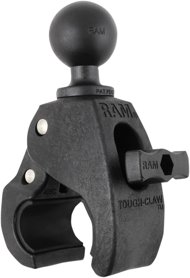 RAM Mounts Medium Tough-Claw™ with 1" Diameter Rubber Ball Base Black Flat Universal Mounting Glass Filled Nylon