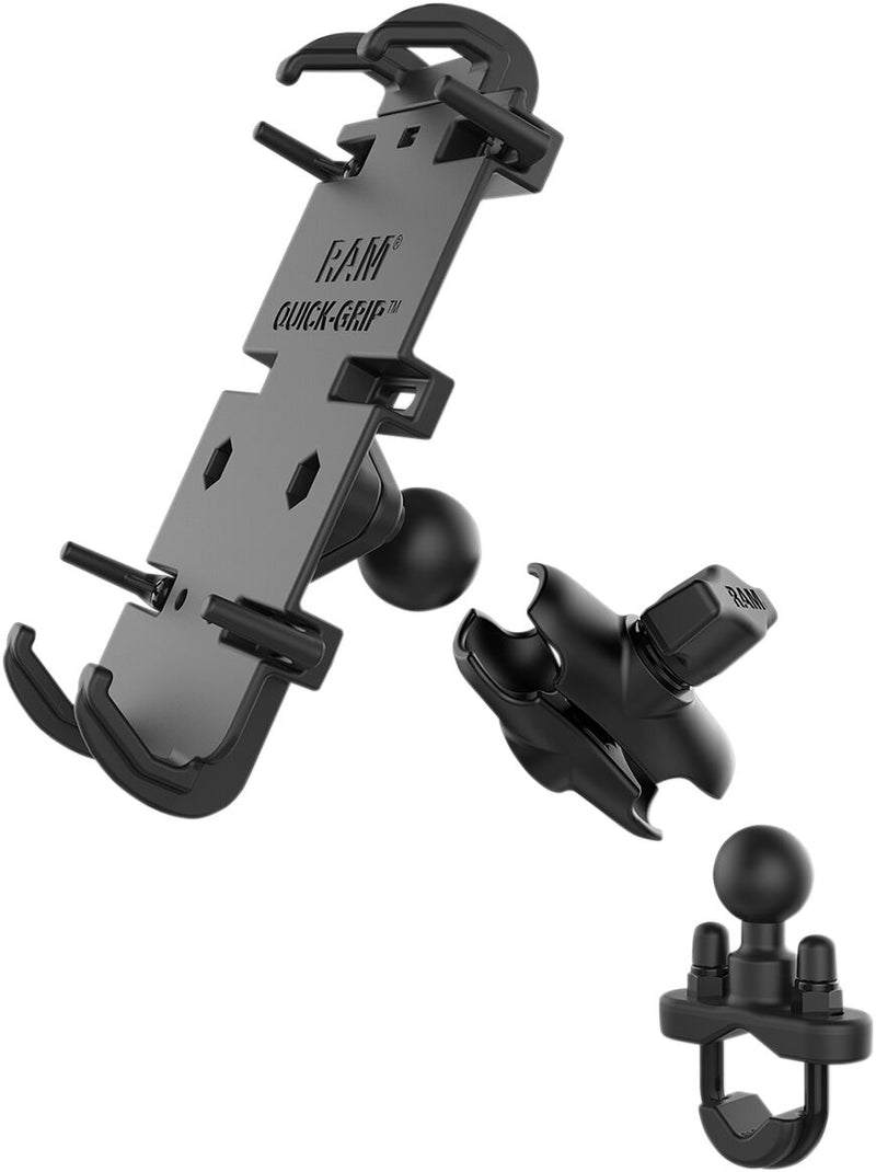 RAM Mounts Quick Grip™ Phone Mount with U-Bolt Base Quick-Grip™ XL Cradle Black Flat Universal Composite Each