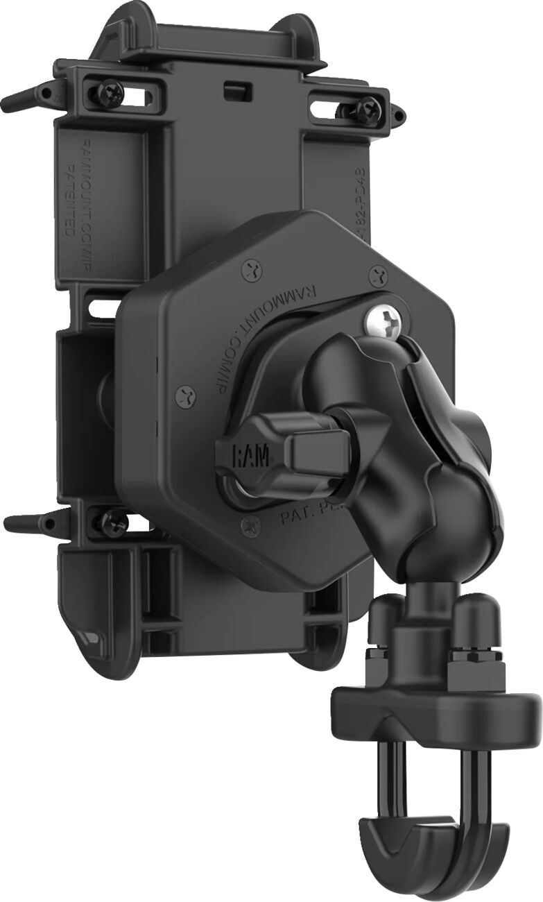 RAM Mounts Quick Grip™ Phone Mount with U-Bolt Base Quick-Grip™ Vibe Safe™ Cradle Black Flat Anti-Vibration Universal Composite Each