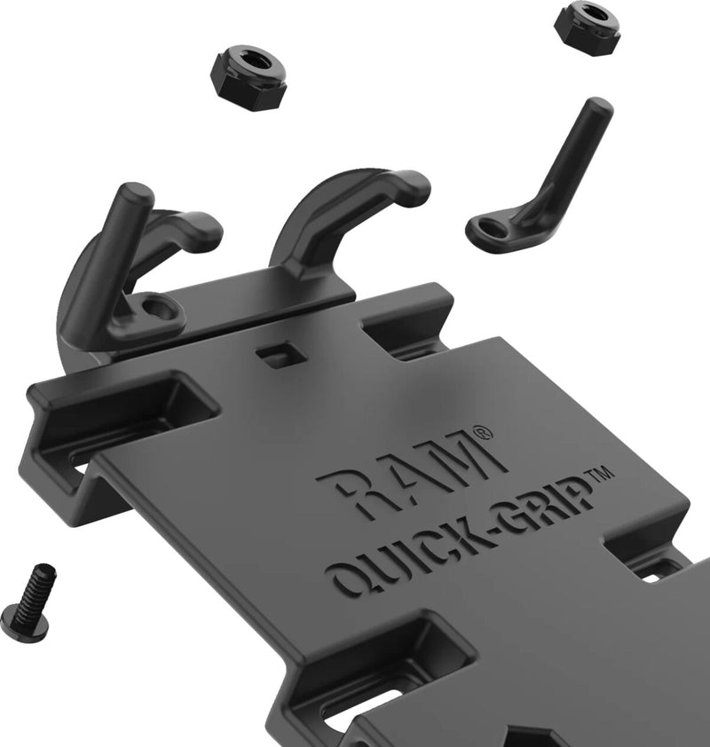 RAM Mounts Quick Grip™ Phone Mount with U-Bolt Base Quick-Grip™ Vibe Safe™ Cradle Black Flat Anti-Vibration Universal Composite Each