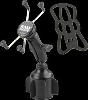 RAM Mounts X-Grip® Large Phone Mount with Stubby™ Cup Holder Base Black Powder-Coated Universal Aluminium Composite Kit