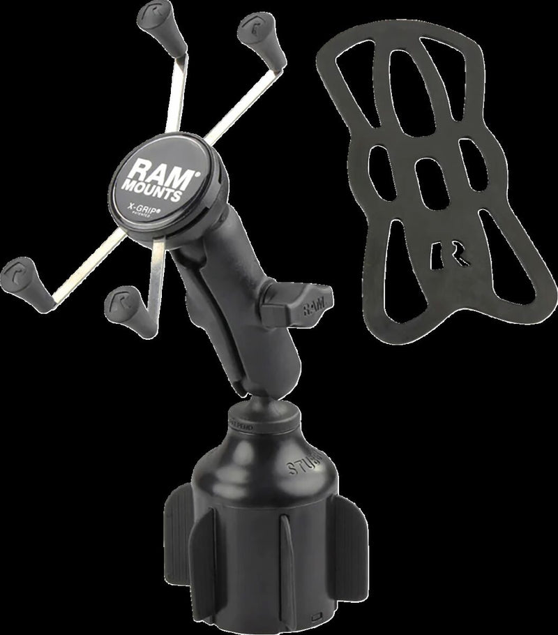 RAM Mounts X-Grip® Large Phone Mount with Stubby™ Cup Holder Base Black Powder-Coated Universal Aluminium Composite Kit