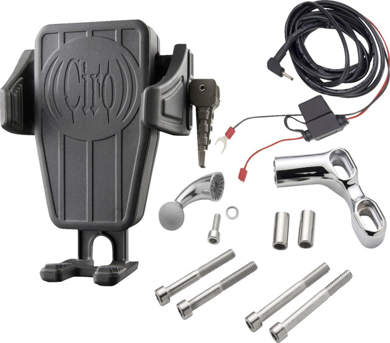 Ciro Gen 2 Cybercharger® Phone Holder Black Chrome Universal Plastic Kit Black| Chrome| Flat