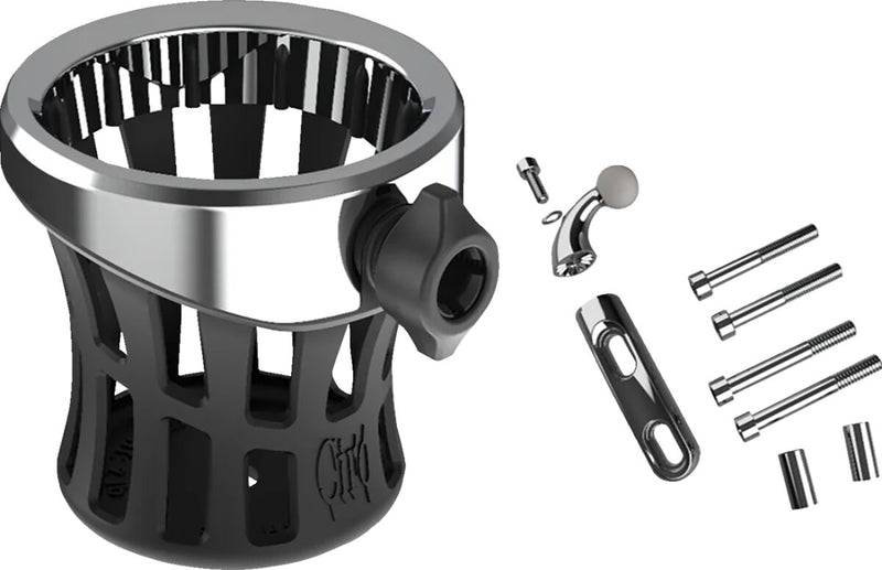Ciro Gen 2 Drink Holder Black Chrome Silver Standard Aluminium Plastic Kit