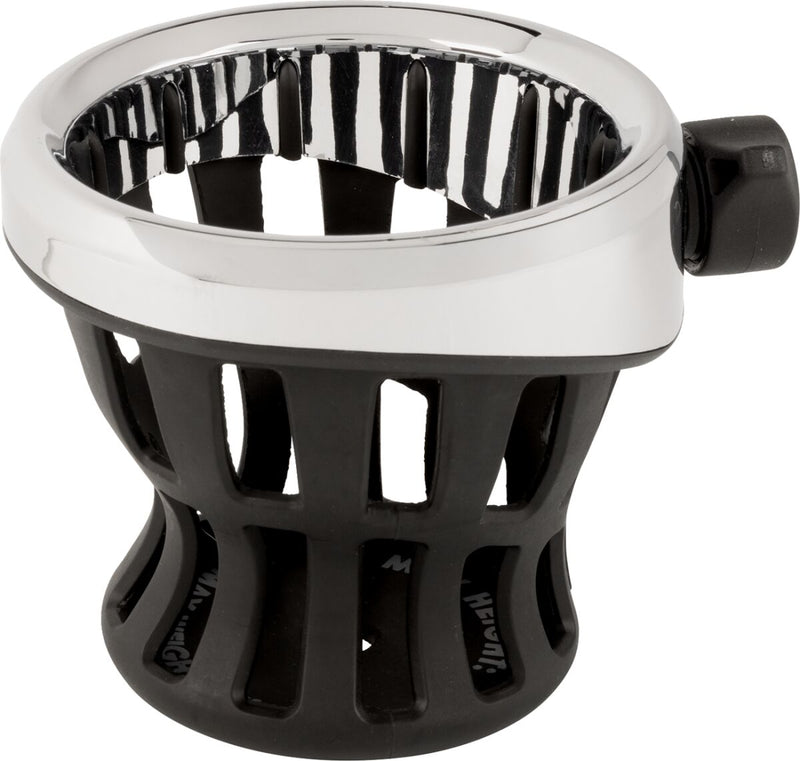 Ciro Gen 2 Drink Holder for 2014-2024 Harley-Davidson Black Chrome Silver Standard Aluminium Plastic Kit