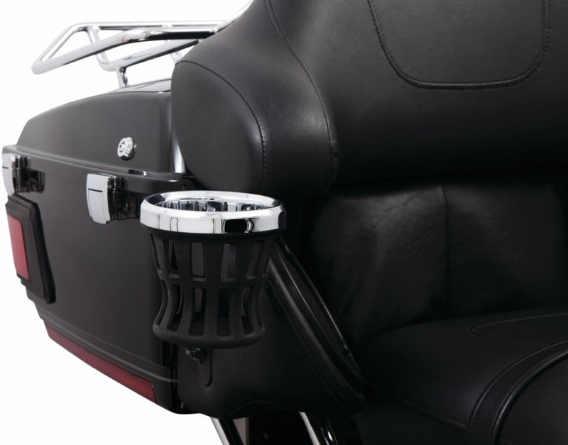 Ciro Gen 2 Drink Holder for 2014-2024 Harley-Davidson Black Chrome Silver Standard Aluminium Plastic Kit