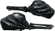 Kuryakyn Skeleton Hand Mirrors Black Stem and Black Head