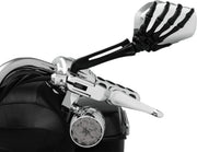 Kuryakyn Skeleton Hand Mirrors Black Stem and Chrome Head