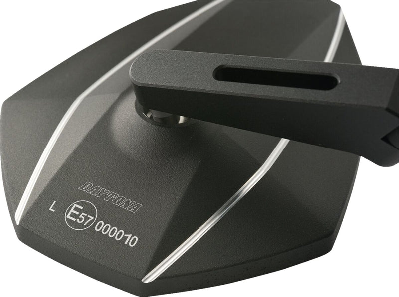 Daytona Bar End Mirror Black Side View Aluminium