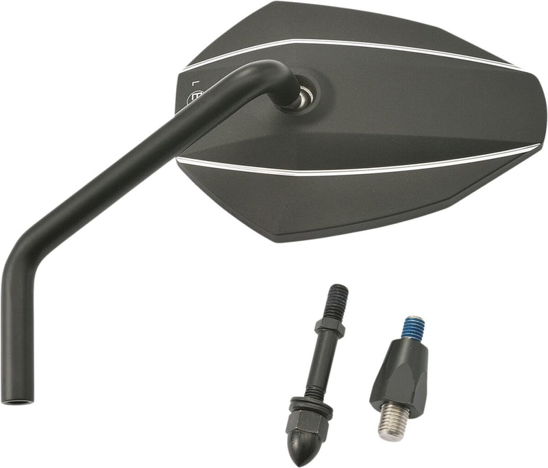 Daytona Aluminium Black Mirror Left Side View
