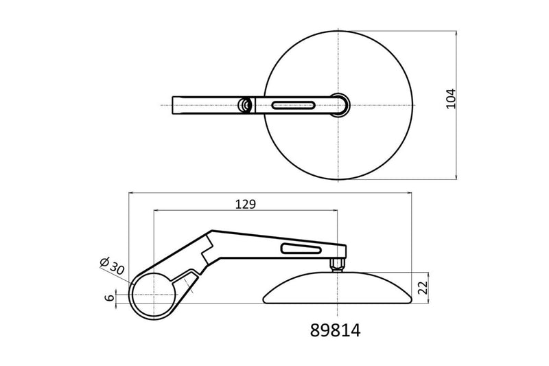 Daytona Bar End Mirror Black Side View Aluminium