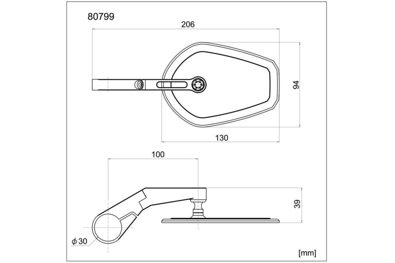 Daytona Bar End Mirror Black Side View Aluminium Each