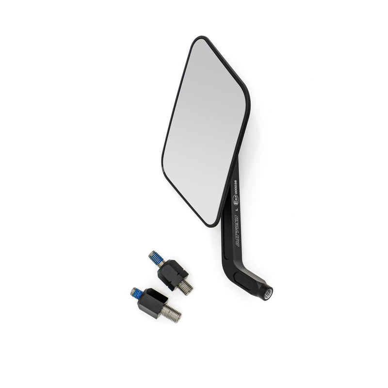 Daytona Aluminium Flat Mirror Black Square Right Mirror Back Each