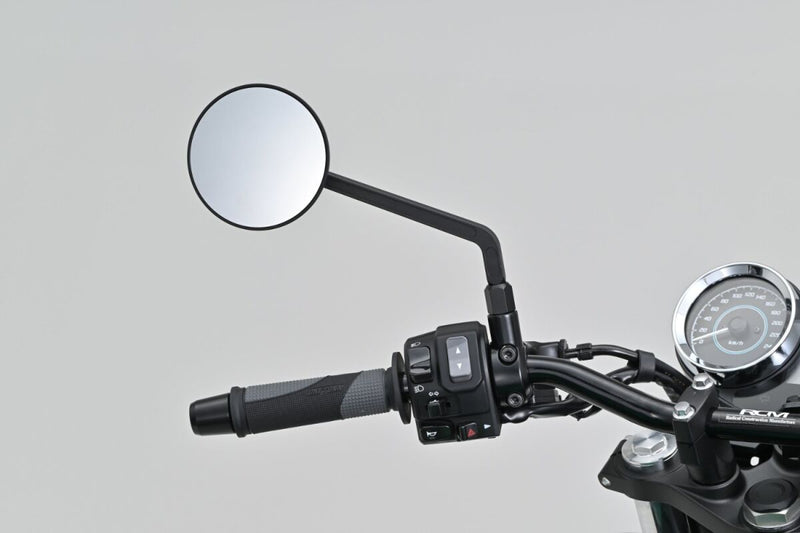 Daytona Aluminium Flat Mirror Black Round Left Mirror Back Each