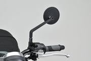 Daytona Aluminium Flat Mirror Black Round Left Mirror Back Each